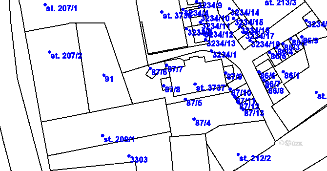 Parcela st. 87/8 v KÚ Dobříš, Katastrální mapa