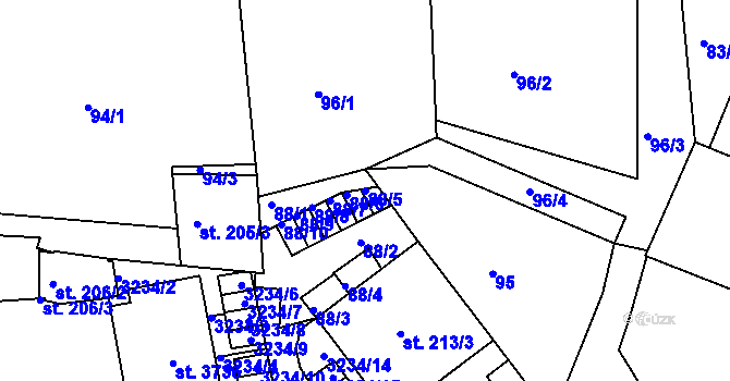Parcela st. 88/5 v KÚ Dobříš, Katastrální mapa