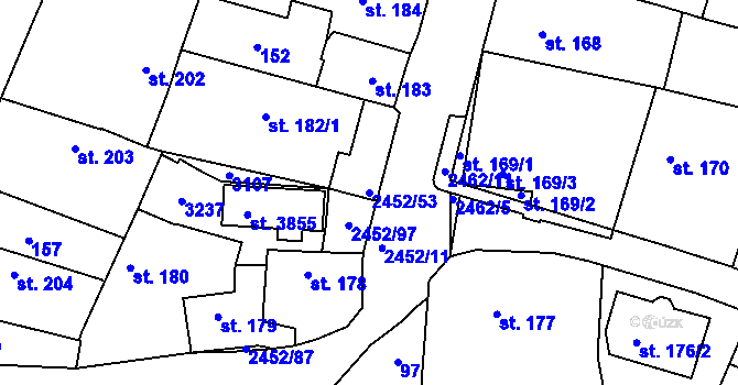 Parcela st. 2452/53 v KÚ Dobříš, Katastrální mapa