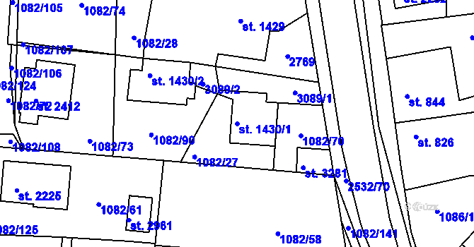 Parcela st. 1430/1 v KÚ Dobříš, Katastrální mapa