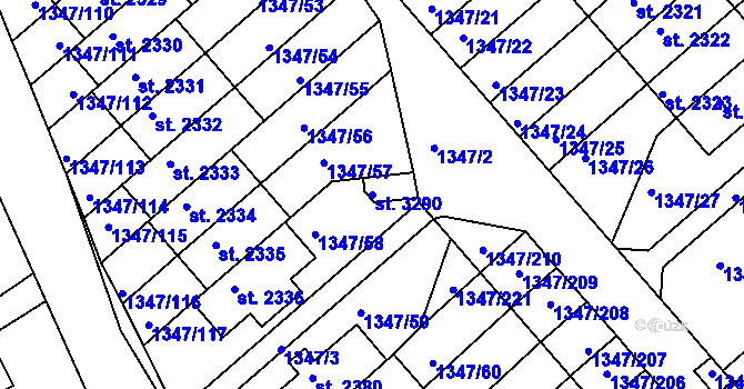 Parcela st. 3290 v KÚ Dobříš, Katastrální mapa