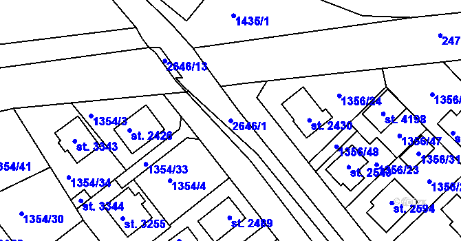 Parcela st. 2646/1 v KÚ Dobříš, Katastrální mapa