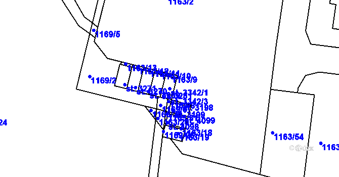 Parcela st. 3342/1 v KÚ Dobříš, Katastrální mapa