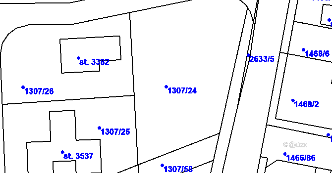 Parcela st. 1307/24 v KÚ Dobříš, Katastrální mapa
