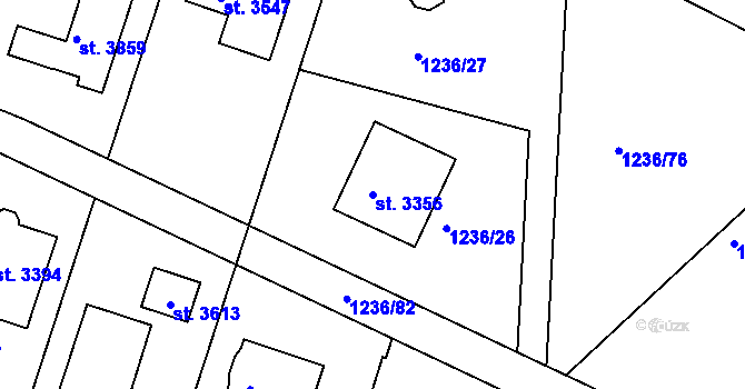 Parcela st. 3356 v KÚ Dobříš, Katastrální mapa