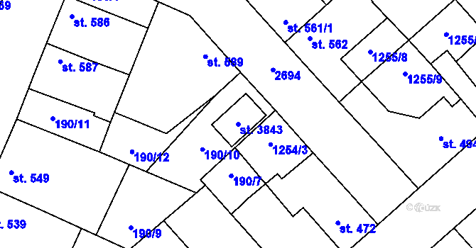 Parcela st. 3843 v KÚ Dobříš, Katastrální mapa