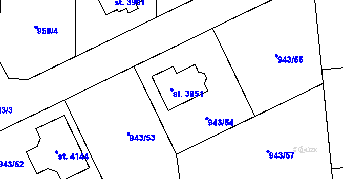 Parcela st. 3851 v KÚ Dobříš, Katastrální mapa