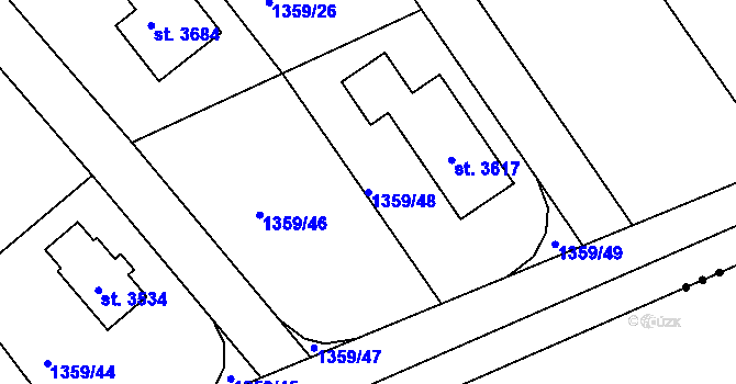 Parcela st. 1359/48 v KÚ Dobříš, Katastrální mapa