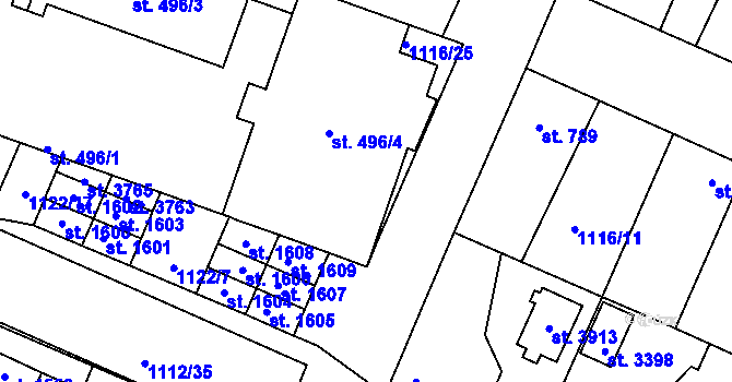 Parcela st. 1116/26 v KÚ Dobříš, Katastrální mapa