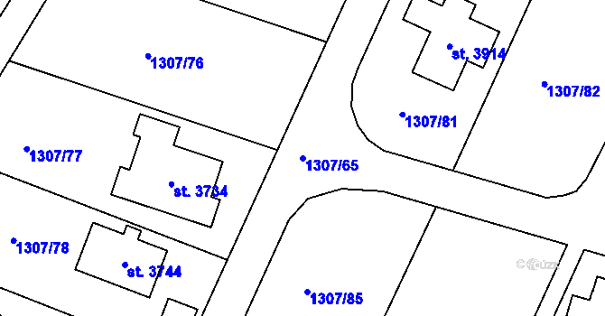 Parcela st. 1307/65 v KÚ Dobříš, Katastrální mapa