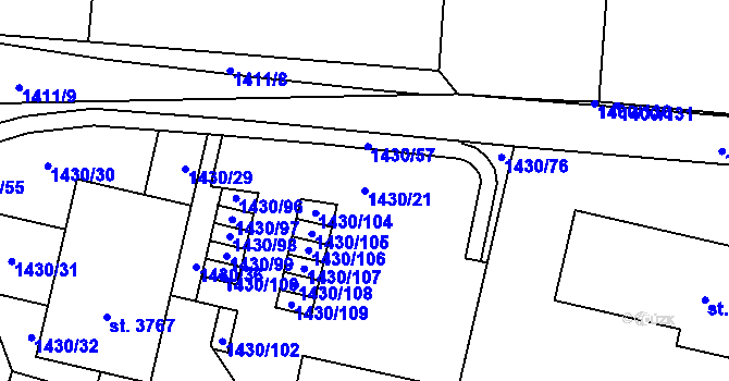 Parcela st. 1430/21 v KÚ Dobříš, Katastrální mapa