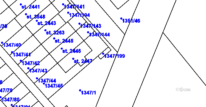 Parcela st. 1347/199 v KÚ Dobříš, Katastrální mapa