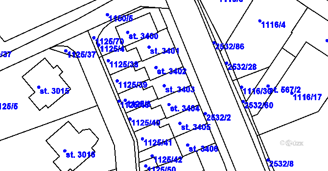Parcela st. 3403 v KÚ Dobříš, Katastrální mapa