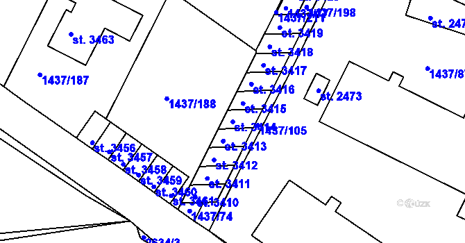 Parcela st. 3414 v KÚ Dobříš, Katastrální mapa