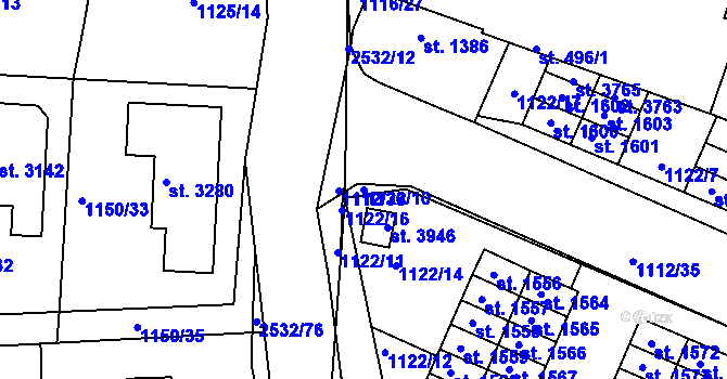 Parcela st. 1122/10 v KÚ Dobříš, Katastrální mapa