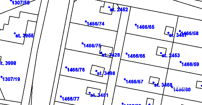 Parcela st. 3428 v KÚ Dobříš, Katastrální mapa