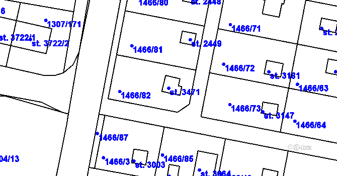 Parcela st. 3471 v KÚ Dobříš, Katastrální mapa