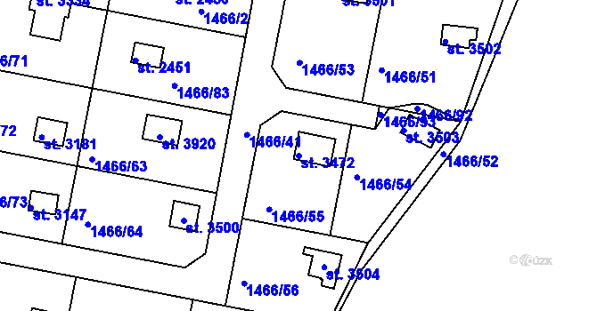 Parcela st. 3472 v KÚ Dobříš, Katastrální mapa