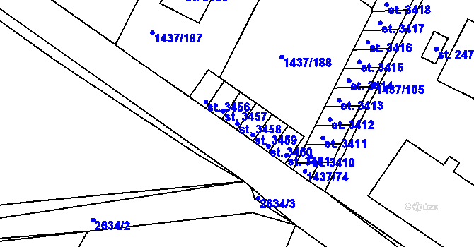 Parcela st. 3458 v KÚ Dobříš, Katastrální mapa