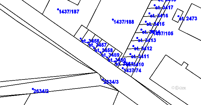 Parcela st. 3459 v KÚ Dobříš, Katastrální mapa