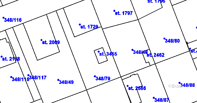 Parcela st. 3455 v KÚ Dobříš, Katastrální mapa