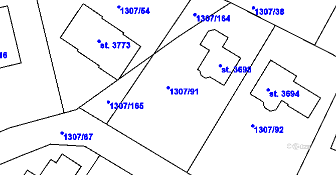 Parcela st. 1307/91 v KÚ Dobříš, Katastrální mapa
