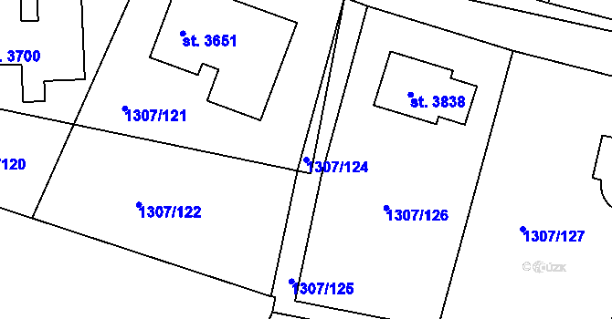 Parcela st. 1307/124 v KÚ Dobříš, Katastrální mapa