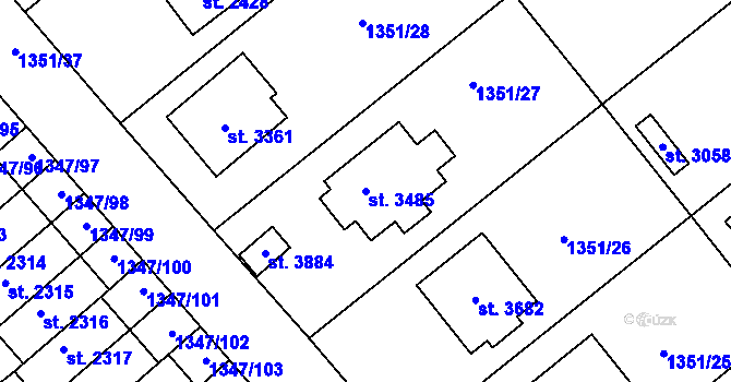 Parcela st. 3485 v KÚ Dobříš, Katastrální mapa