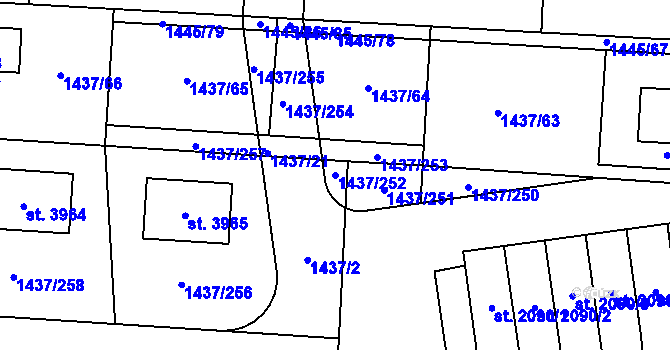 Parcela st. 1437/252 v KÚ Dobříš, Katastrální mapa
