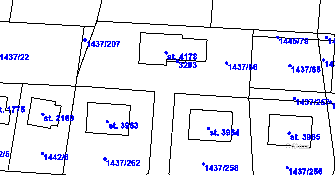 Parcela st. 1437/261 v KÚ Dobříš, Katastrální mapa