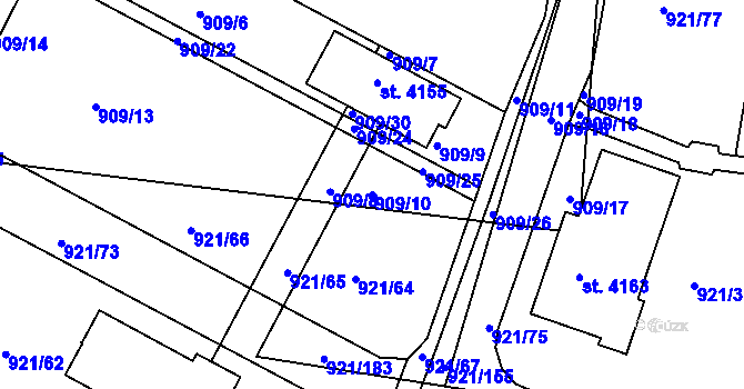 Parcela st. 909/10 v KÚ Dobříš, Katastrální mapa