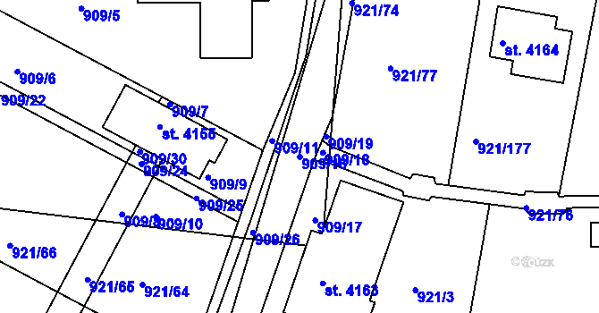 Parcela st. 909/16 v KÚ Dobříš, Katastrální mapa
