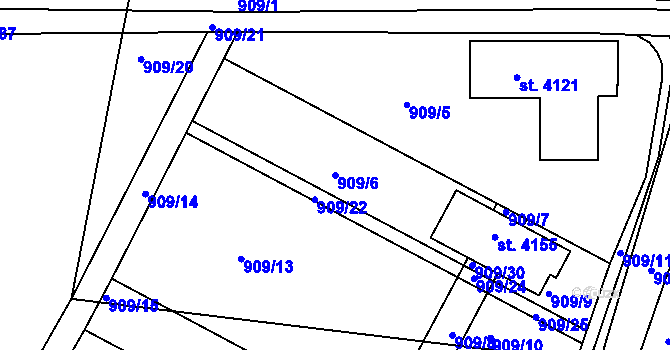 Parcela st. 909/6 v KÚ Dobříš, Katastrální mapa