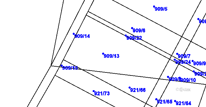 Parcela st. 909/13 v KÚ Dobříš, Katastrální mapa