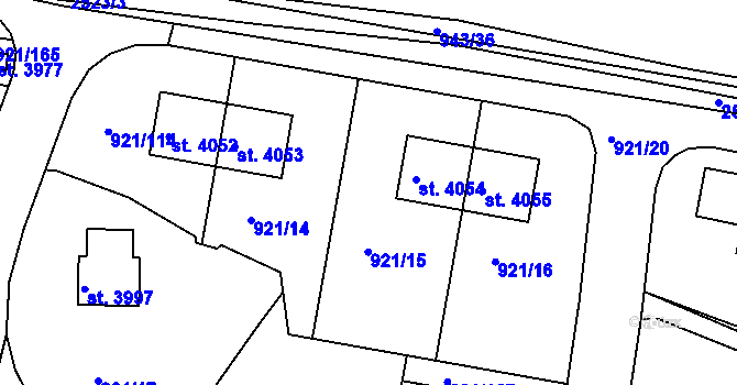 Parcela st. 921/15 v KÚ Dobříš, Katastrální mapa