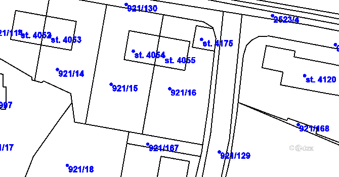 Parcela st. 921/16 v KÚ Dobříš, Katastrální mapa