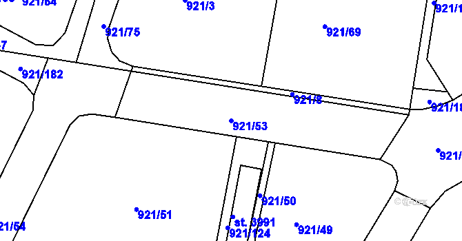 Parcela st. 921/53 v KÚ Dobříš, Katastrální mapa