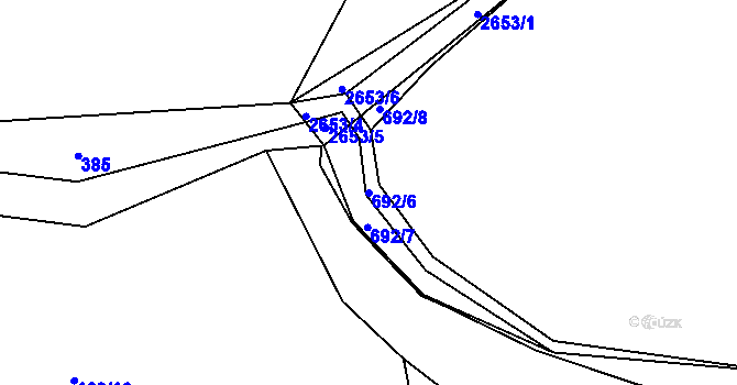 Parcela st. 692/6 v KÚ Dobříš, Katastrální mapa