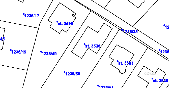 Parcela st. 3538 v KÚ Dobříš, Katastrální mapa