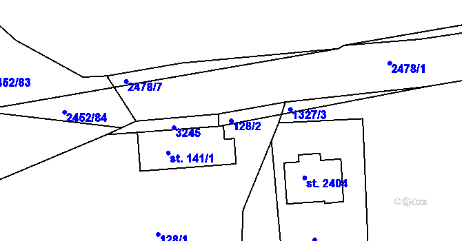 Parcela st. 128/2 v KÚ Dobříš, Katastrální mapa
