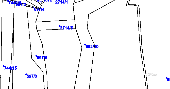 Parcela st. 692/10 v KÚ Dobříš, Katastrální mapa