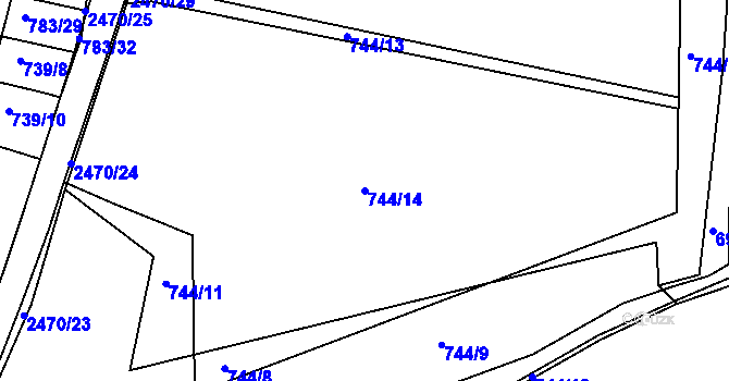 Parcela st. 744/14 v KÚ Dobříš, Katastrální mapa