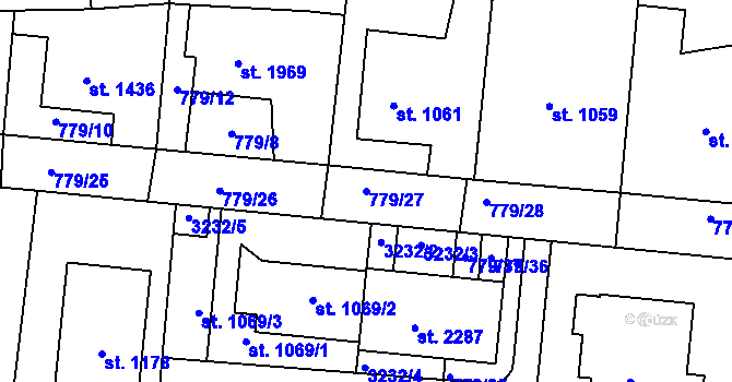 Parcela st. 779/27 v KÚ Dobříš, Katastrální mapa
