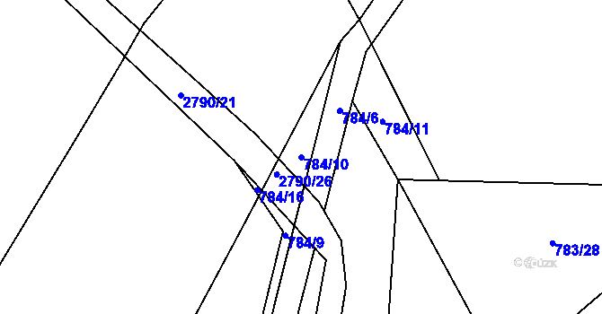 Parcela st. 784/10 v KÚ Dobříš, Katastrální mapa