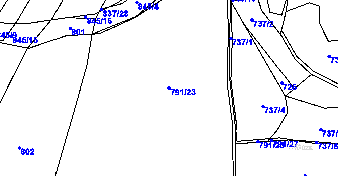 Parcela st. 791/23 v KÚ Dobříš, Katastrální mapa
