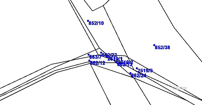 Parcela st. 852/22 v KÚ Dobříš, Katastrální mapa