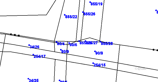 Parcela st. 855/25 v KÚ Dobříš, Katastrální mapa