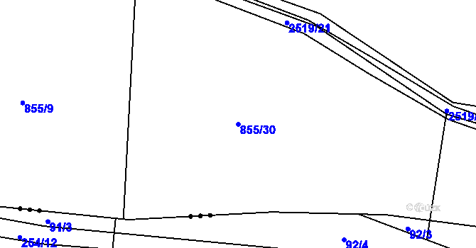 Parcela st. 855/30 v KÚ Dobříš, Katastrální mapa
