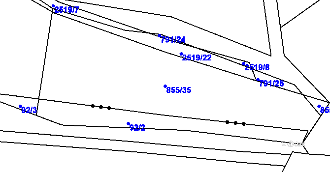 Parcela st. 855/35 v KÚ Dobříš, Katastrální mapa