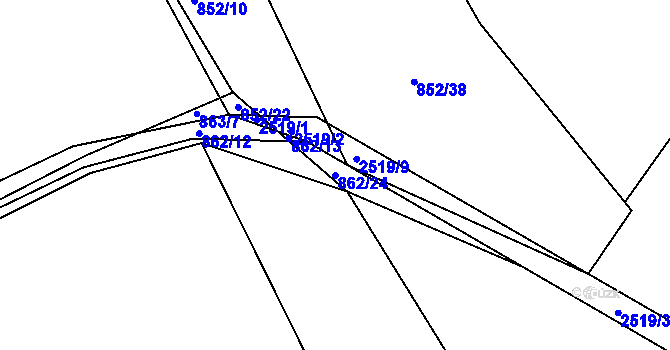 Parcela st. 862/24 v KÚ Dobříš, Katastrální mapa
